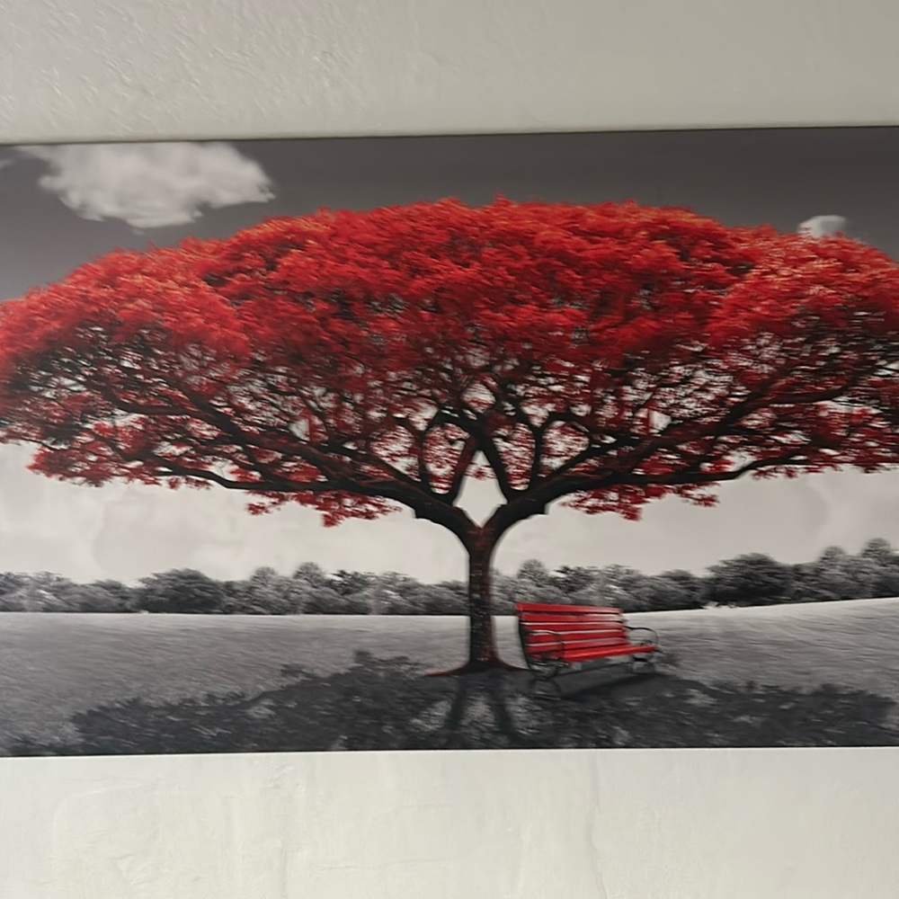 Red tree living room portraits, Two for the price of one great condition. 🌹